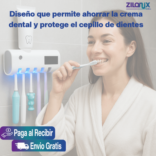 Dispensador de crema dental con soporte esterilizador de cepillos - ZILONIX COLOMBIA
